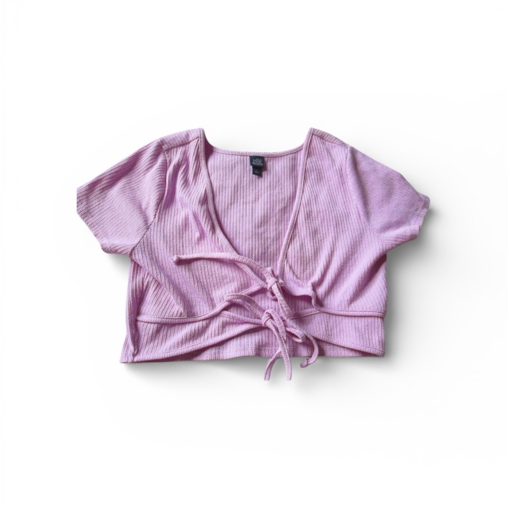 Wild Fable  Lavendar Purple Double Tie Knit Short Sleeved Sweater Top size 2xl